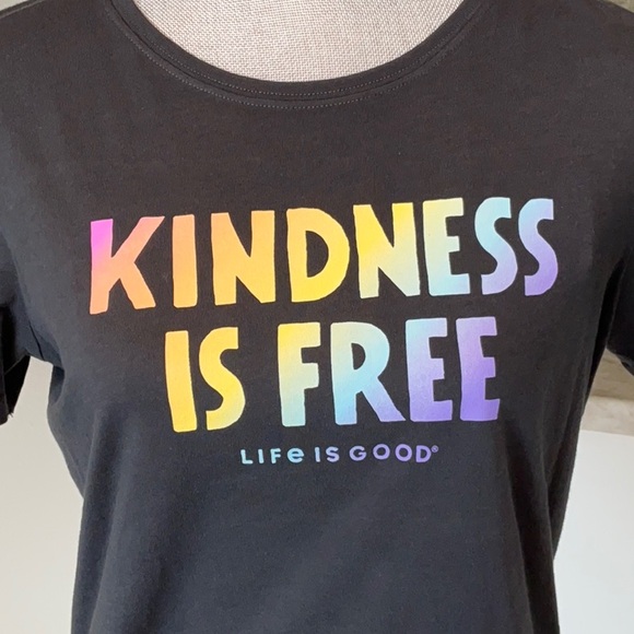 NWT Life is Good Tee size M Black - Rainbow “Kindness is Free”, Short Sleeve Tee - Picture 3 of 5